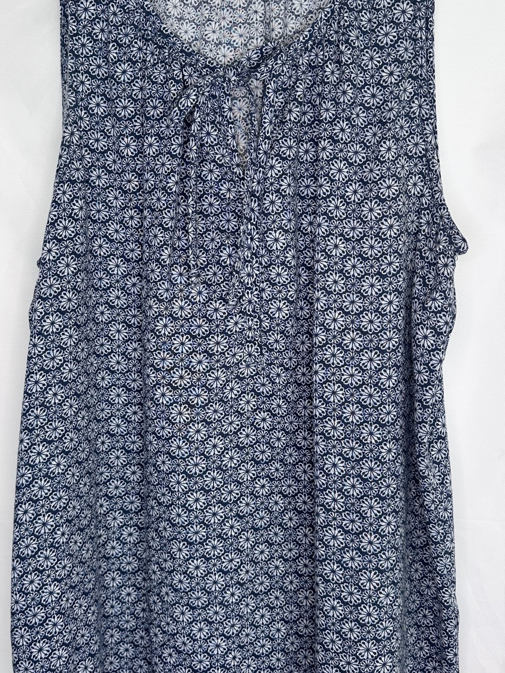 Sonoma Navy and White Floral Tie-Front Tank